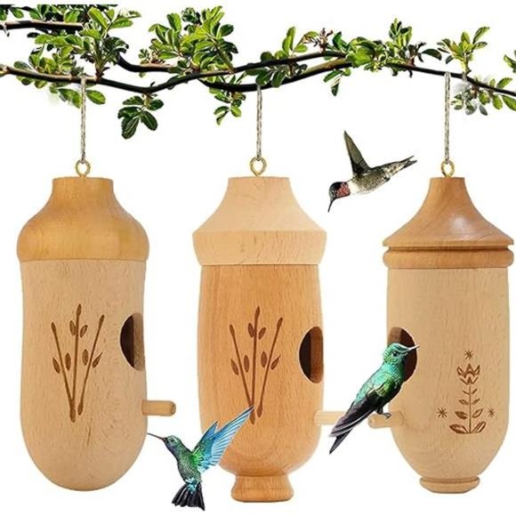 Hummingbird House - Natural Wooden Hummingbird Nesting Houses for Gardening - Picture 1 of 7